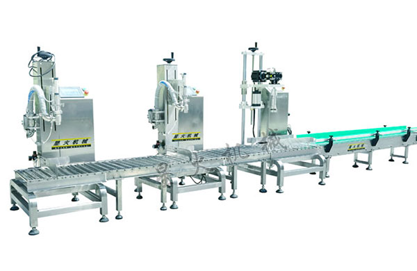 桶裝醬料稱重式灌裝旋蓋生產(chǎn)線